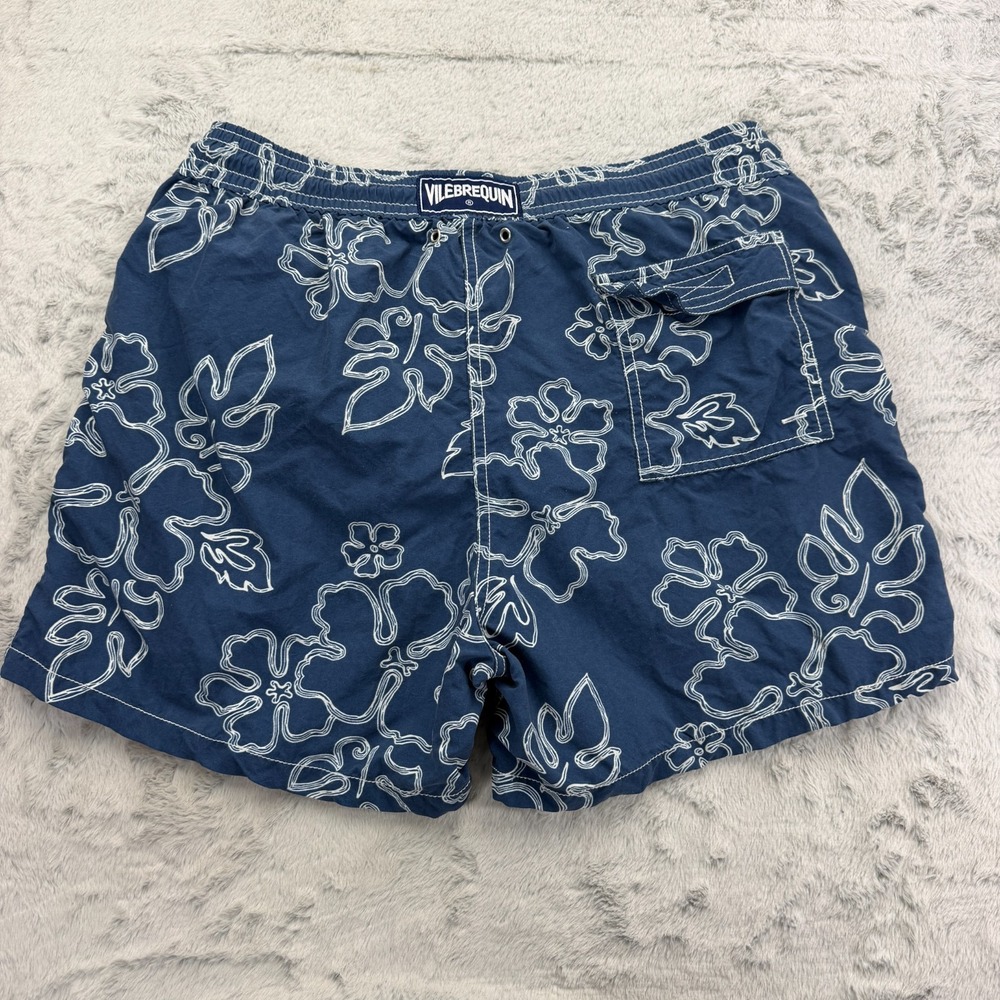Vilebrequin Swim Trunks Mens XL Blue Floral Hawaiian Elastic Waist Drawstring - Picture 6 of 8